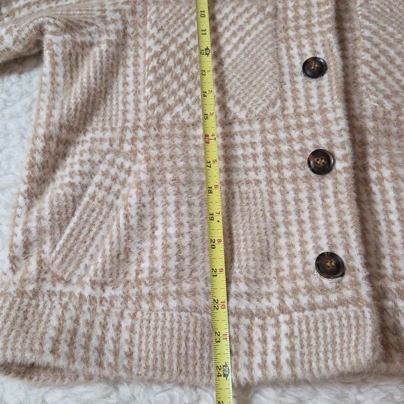 Anthropologie Greylin Houndstooth Jacket Sz M Petite Cream/Tan - Picture 11 of 13